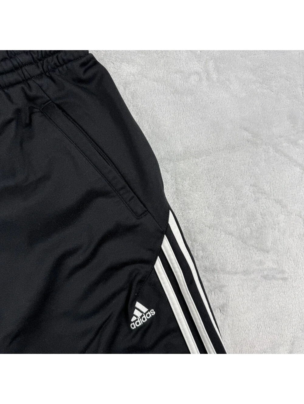 Adidas Men’s Small Black 3-Stripes Track Pants Yellow Ankle Zip Soccer Y2K Baggy